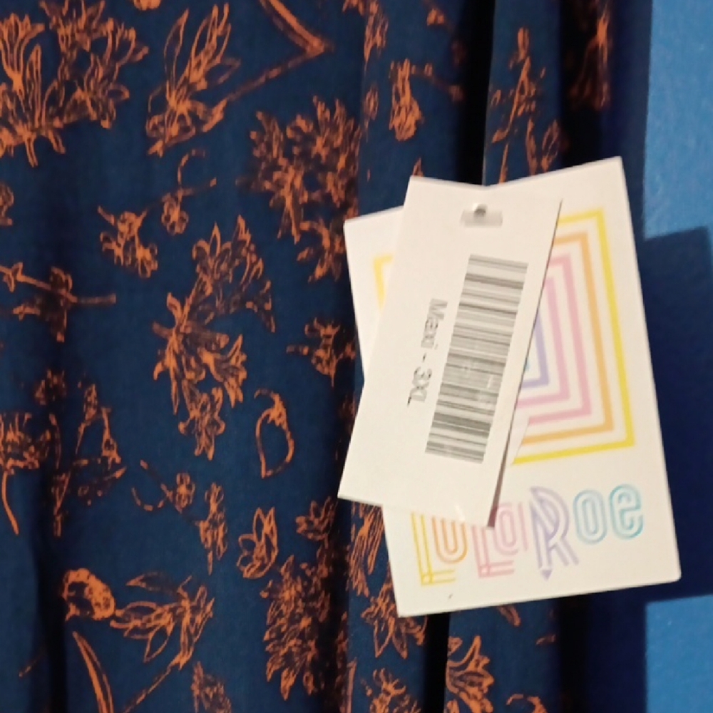 LulaRoe Maxi Skirt or Dress Blue w Orange Floral 3XL NWT